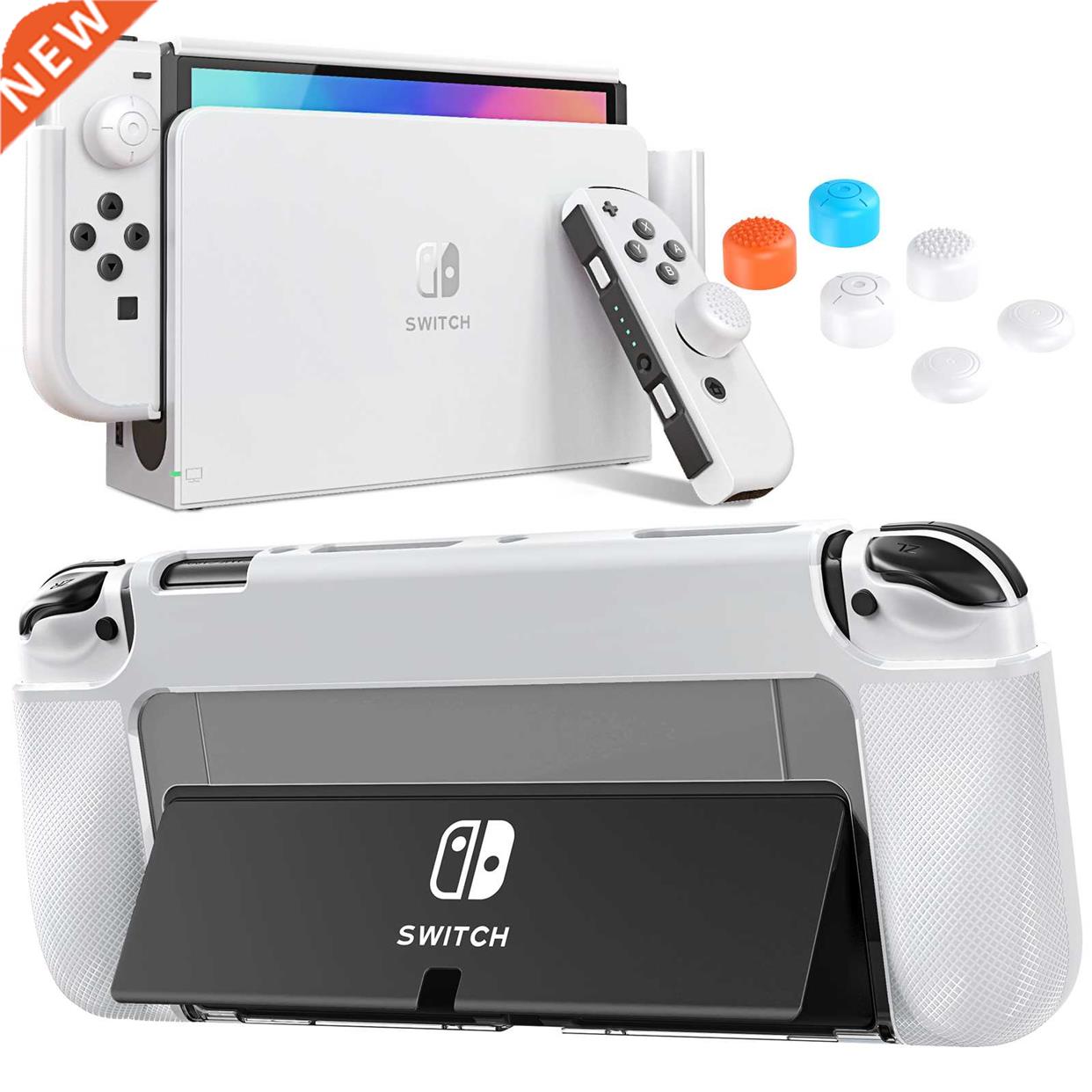 HEYSTOP Dockable Case for Switch OLED Model, TPU& PC Protec