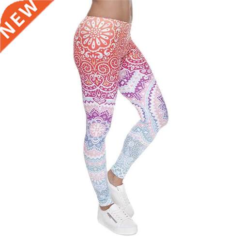 rands Women Fashion Legging Aztec Round Omre Printing legg
