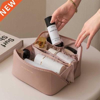 Large Leather Travel Cosmetic Bag for Women Cosmetic Organiz