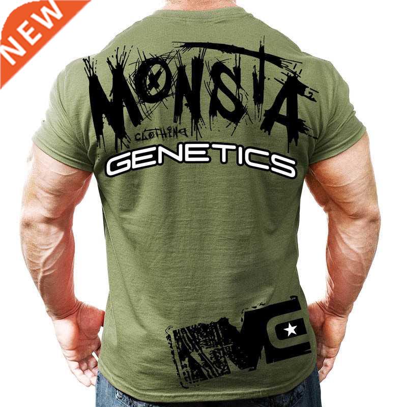Printed Running T Shirt Men Cotton Sport Gym Shirt Men Fitne