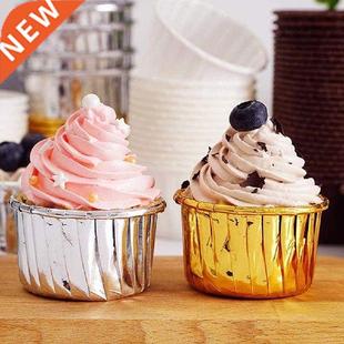 50pcs Cupcake Paper Cup Foil Cupcake Wrapper Paper Gold