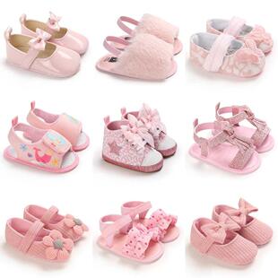 Summer Fashion Newborn Pink Baby Shoes Non-slip Cloth Bottom