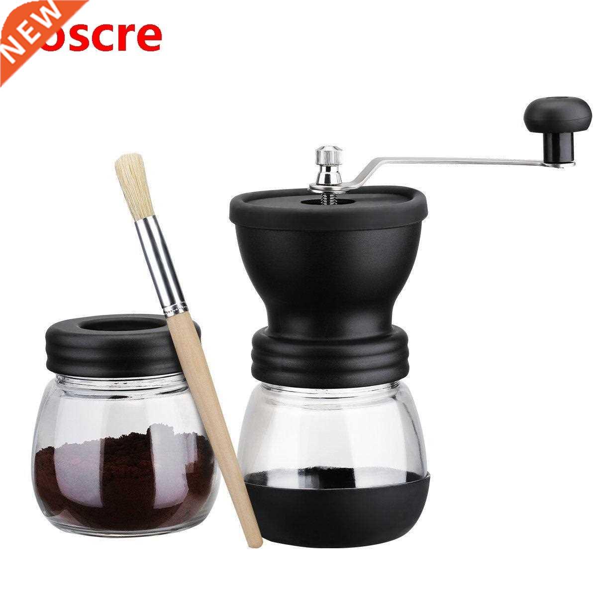 HOT Manual Coffee Grinder with Storage Jar Soft brush Conic