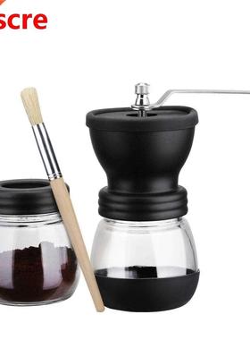 HOT Manual Coffee Grinder with Storage Jar Soft brush Conic
