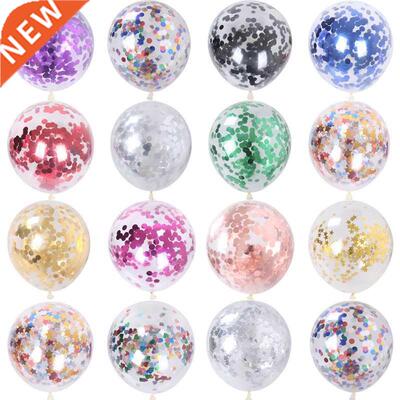 10pcs 12inch Gold Star Confetti Latex Balloons Glitter Clea
