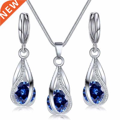Fashion Silver Color Necklace Earrings Cubic Zirconia Jewelr