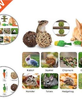 Natural 9Pcs/Set Safe Small Animal Play Chew Toys Mixed