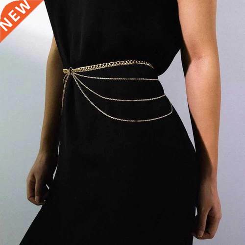 PuRui Multi Layer Waist Chain Belt for Women Hiphop Alloy Me