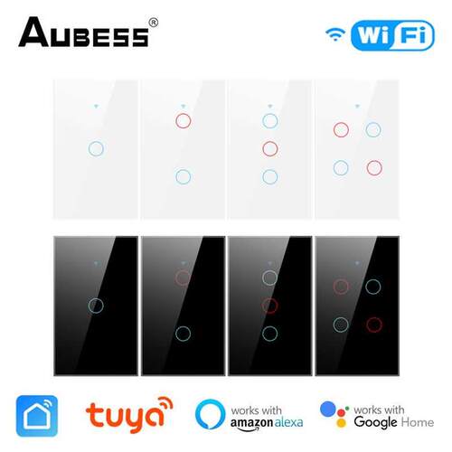 WiFi +433MHZ Smart Touch Switch 1/2/3/4 Gang Wall Switch TUY