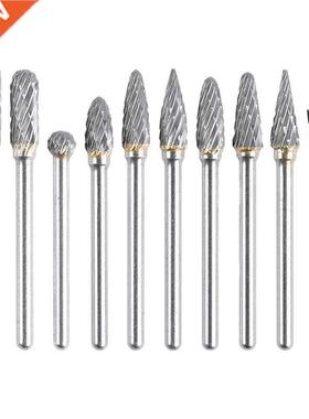 10Pcs 1/8 Rotary File Solid Carbide Rotary Burr Set Drill Gr