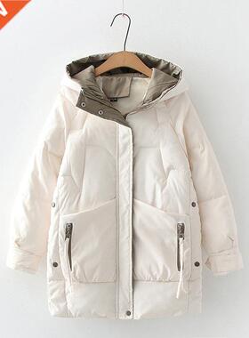 2021 Women Winter Thick Hooded Down Jacket Cotton Long Warm