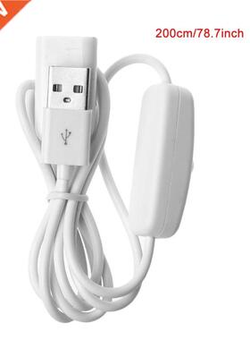 1PCS 2m USB White Cable Male to Female with Switch ON/OFF Ca