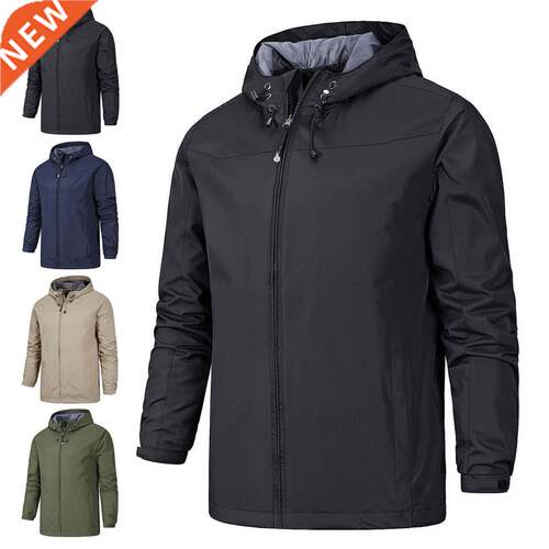 Windproof Hooded Men Jacket Long Sleeve Warm Jacket Coat Sol
