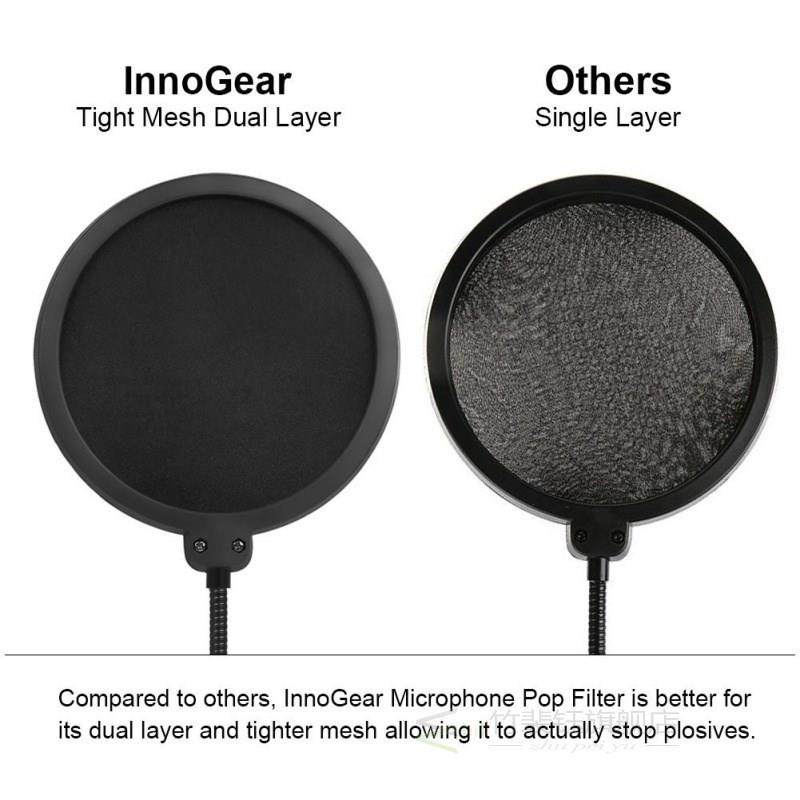 Updated Microphone Pop Filter Dual Layer Mic Pop Shield with