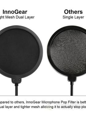 Updated Microphone Pop Filter Dual Layer Mic Pop Shield with