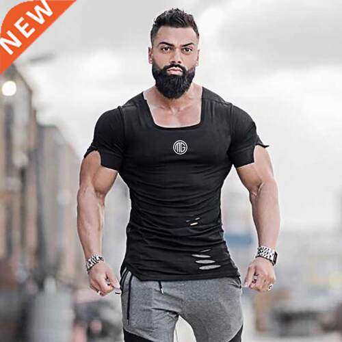 New 2022 Cotton Men's T shirt Vintage Ripped Hole T-shirt Me