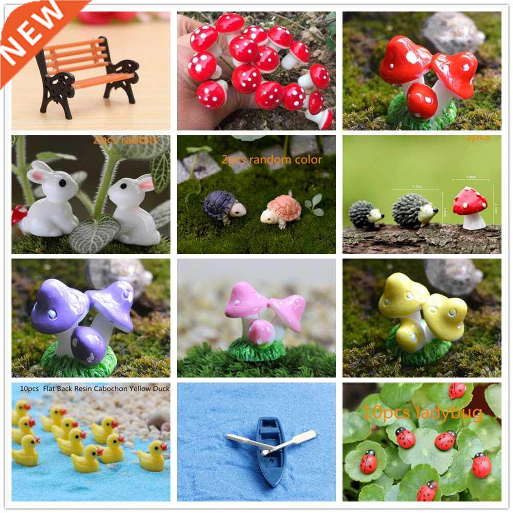 Mini Red Mushroom Rabbits Ducks Tortoise Garden Ornament Min