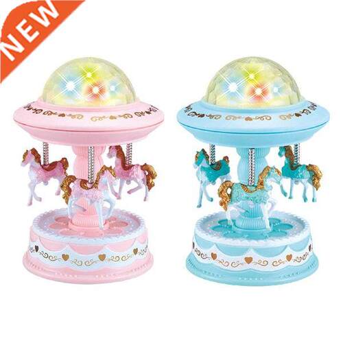 Cute Music Box Protor Night Light Rotatable Horse