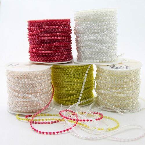 5Meter Imitation Pearl Beads Line Chain Trim For DIY Party