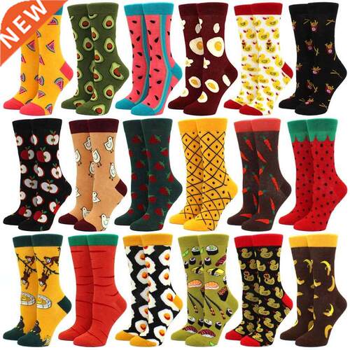 Women Happy Funny Socks With Print Fruit food Art Cute Winte