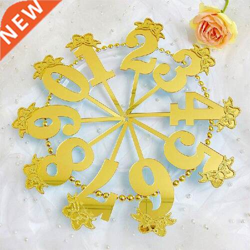 Number Cake Topper Gold Silver Bowknot Acrylic 0-9 Digital
