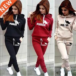Autumn Winter 2 Piece Set Jogging Women Hoodies Pants Printe