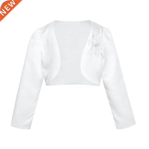 Elegant Girls Flower Bolero Jackets Long Sleeve Bridal Shrug