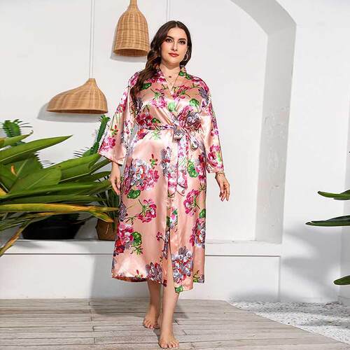 Xl-5xl large size women printing fat MM medium long thin rob