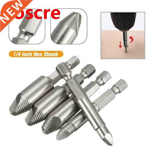 5Pcs 1/4'' Hex Shank Damaged Screw Extractor Drill Bits Guid