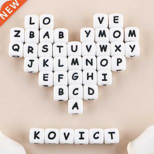 Kovict 10Pcs 12mm English Silicone Letters Alphabet Beads BP