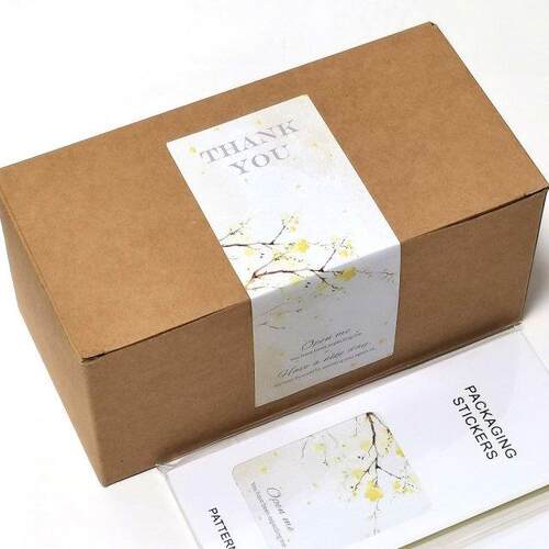 30Pcs/Pack White Brown Black Stickers Rectangle Thank You St