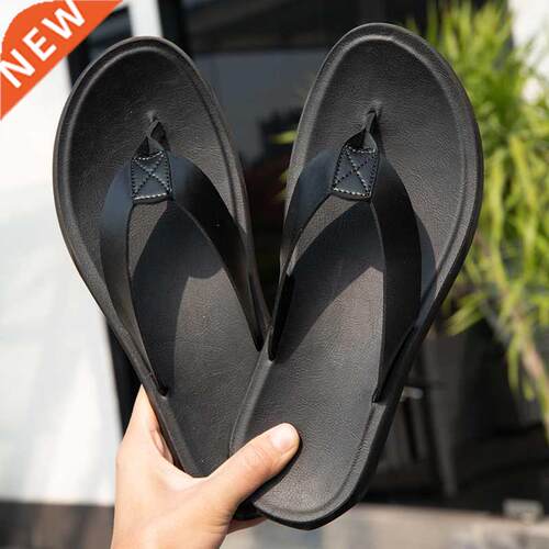 Fashion Men Flip-flops Leather Slippers For Men Classic Beac