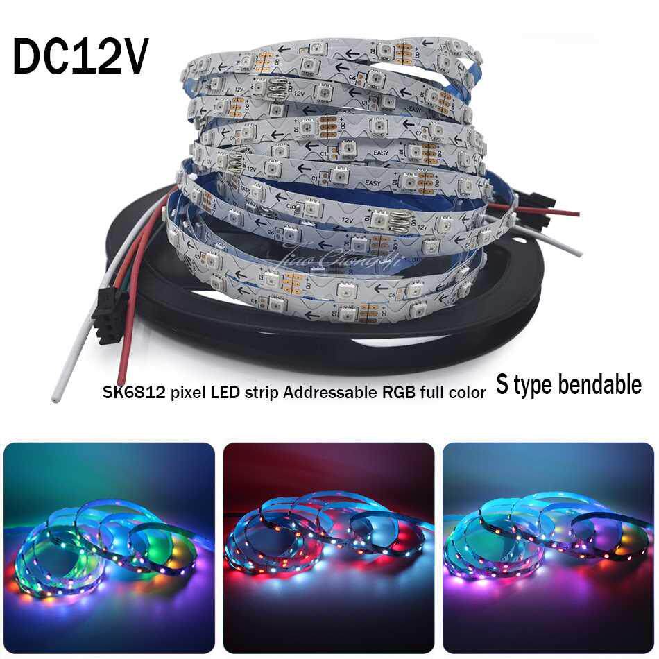 SK6812 WS2812 3535 S shape type Addressable LED strip 5mm wi