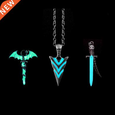Luminous Glowing Arrow Pendant Necklace Knight Spear Necklac