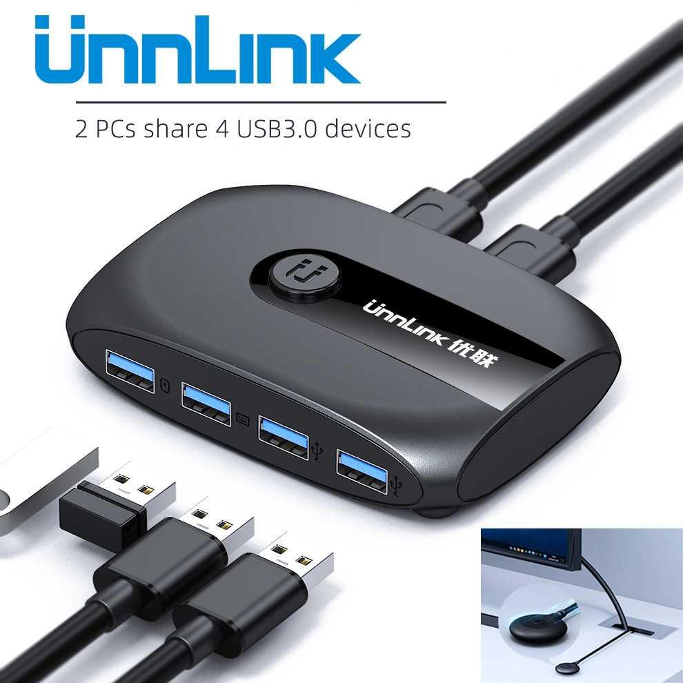 USB 3.0 KVM Switch Selector 2 Port PCs Share 4 USB Devices H