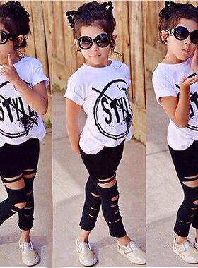 Kids Girls Clothes Set Baby Girl Summer Short Sleeve Print T