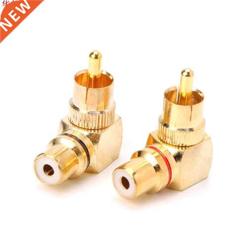 2Pcs Brass RCA Right Angle Male To Female Gold Plated Connec