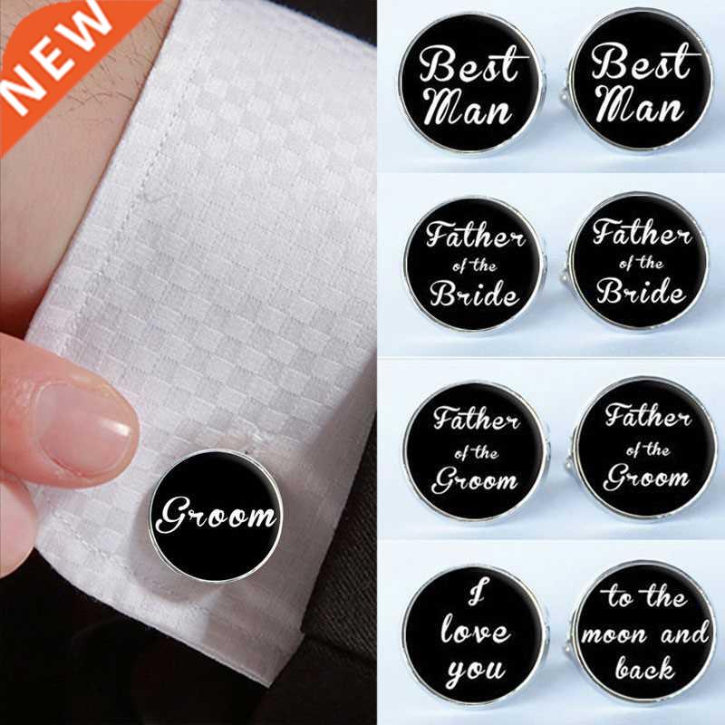 Men Round Black Cufflinks Clip Shirt Cuff Link Button Bride