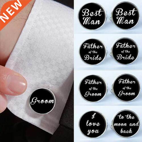 Men Round Black Cufflinks Clip Shirt Cuff Link Button Bride