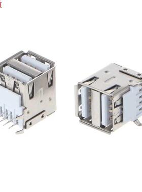 10 Pcs Dual USB 2.0 Female Type A 8-Pin DIP Right Angle Jack