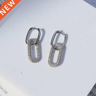 1 Pair fashion gold geometric Oval Rectangle hoop earrings t