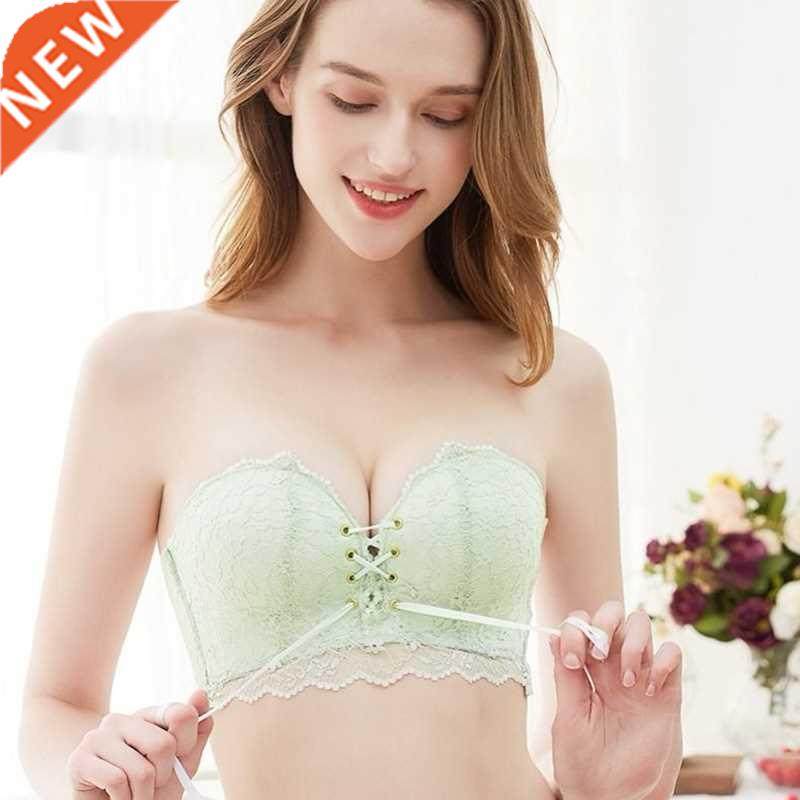 Strapless Bra Drawstring Gather Lace Bras Invisible Bra Plus