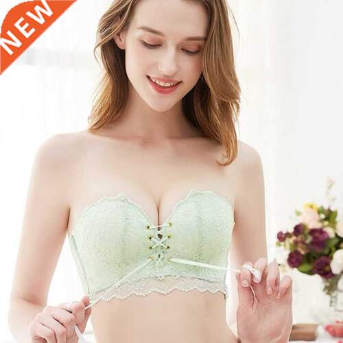 Strapless Bra Drawstring Gather Lace Bras Invisible Bra Plus