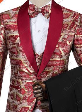 New Man Fashion Red Gold Jacquard Eye-catching High Quality