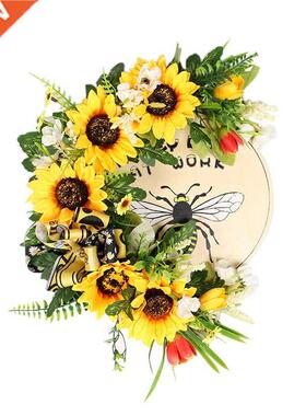 Artfcal Sunflower Bee Wreath Sprng Summer Wreath for Fro