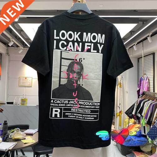 Cactus Jack T-shirt 2021 Summer Men Women LOOK MOM I CAN FLY