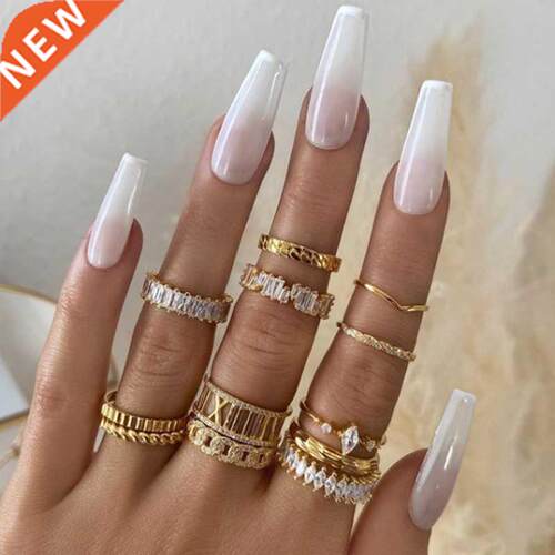Handmade Eternity Promise Gold Color Crystal Ring AAA CZ Zir