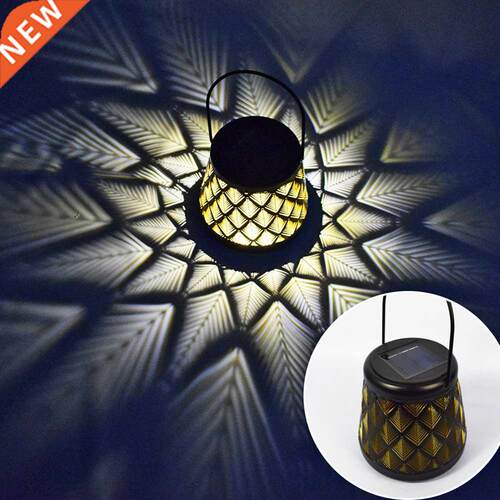 Wrought Iron Hollow Out Lamp Metal Solar Powered Watering Ca