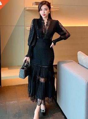 JSXDHK Fashion Runway Women Pleated Pty Dress Spring Sexy