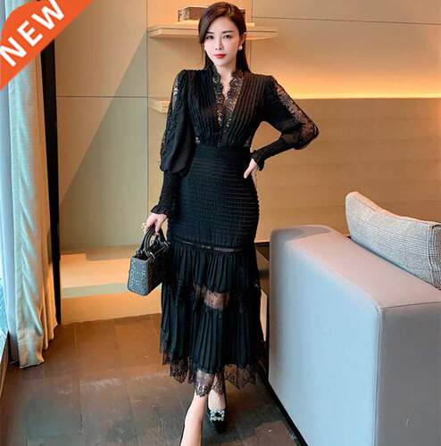 JSXDHK Fashion Runway Women Pleated Pty Dress Spring Sexy